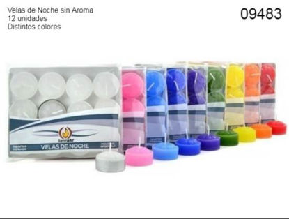 Imagen de VELAS DE NOCHE DE COLOR S/AROMA X12 9.24